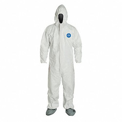 Dupont Hooded Coveralls,2XL,Wht,Tyvek 400,PK6 TY122SWH2X0006G1