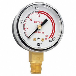 Miller Electric Pressure Gauge,0 to 30 psi, 0 to 2 Bar,2 GA141-03