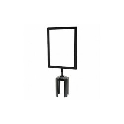 Tensabarrier Sign Frame,11"H,7"W,Chrome,Black FRAME-HDSC-33-0711HD-V