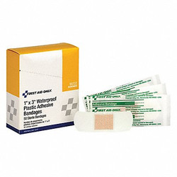 First Aid Only Strip Bandages,3"x1",Plastic,PK50 90333