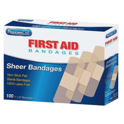 First Aid Only Strip Bandages,3"x1",Plastic,PK100 90331