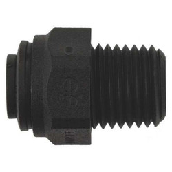 John Guest Male Connector,Black,1/4" Tube,EPDM,PK10 PP010822E