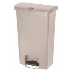 Rubbermaid Commercial Trash Can,Rectangular,13 gal.,Beige 1883458