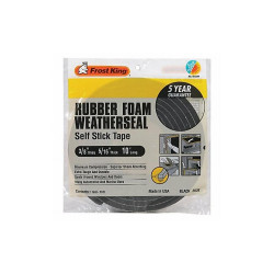 Frost King Weather Seal,Rubber Foam, Black, 10 ft L R538H