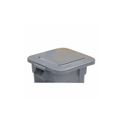 Rubbermaid Commercial Trash Can Top,Flat,Snap-On Closure,Gray FG352700GRAY