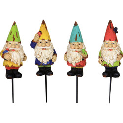 Exhart 9 In. Colorful Resin Gnome Pot Stake 50033 Pack of 24