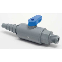 Sim Supply PVC Ball Valve,MNPT x Hose Barb,1/4 in  PVC 638-TB4M-F