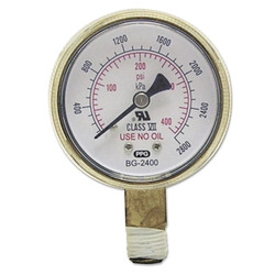 Pressure Gauge, 2 in, 4000 psi, Brass, 1/4 in NPT