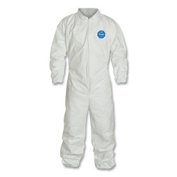Tyvek 400 Coverall, Serged Seams, Collar, Elastic Waist, Elastic Wrists and Ankles, Zipper Front, Storm Flap, White, X-Large