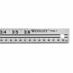 Westcott Yardstick,Aluminum,Lined,8ths,39in,Metal YMS-1