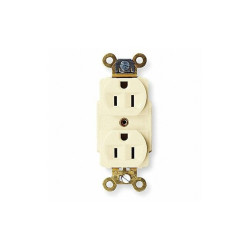 Hubbell Wiring Device-Kellems Recept,Ivory,15 A,2P3W,Back; Side,1PK HBL5262I