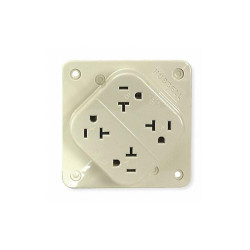 Hubbell Receptacle,Ivory,20 A,2P3W,Back,1PK HBL420I