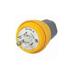 Hubbell Wiring Device-Kellems WT LckPlg,Strt;30 A;Yellow,Elastmr,4Blds HBL28W75