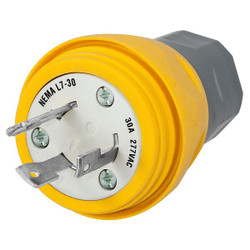 Hubbell Wiring Device-Kellems WT LckPlg,Strt;30 A;Yellow,Elastmr,3Blds HBL28W49