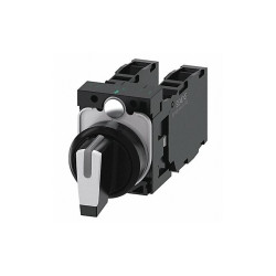 Siemens SelectorSwtch,Illum,3Pos,22mm,BlackWhite 3SU1100-2BM60-1LA0