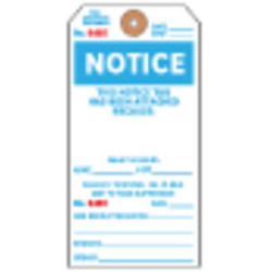 Electromark Notice Tag,5 3/4in H,2 7/8in W,PK100 Y602698