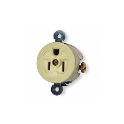 Hubbell Receptacle,Ivory,15 A,2P3W,Side,1PK HBL5258I