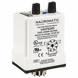 Macromatic Voltage Sensor Relay,12VDC,10A@240V,DPDT VAKP012D