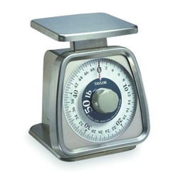 Taylor Dial Scale,SS,50 lb Weight Cap.,Silver TS50