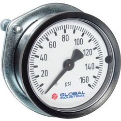 Global Industrial 2"" Pressure Gauge 100 PSI/KPA 1/4"" NPT CBM With U-Clamp Plas