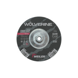 Wolverine® Grinding Wheel, 7 in dia x 5/8 in-11 UNC Arbor x 1/4 in Thick, AO, 24R