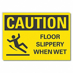 Lyle Slippery Floor Caution RflctvLbl,10x14in LCU3-0137-RD_14x10
