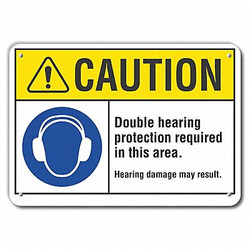 Lyle Rflctv Hearing Caution Sign,10x14in,Alum LCU3-0056-RA_14x10