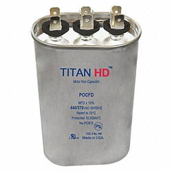 Titan Hd Dual Run Capacitor,80/5 MFD,5 1/4"H POCFD805A