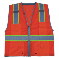 Condor High Visibility Vest,Class 2,3XL,Orange 11K786