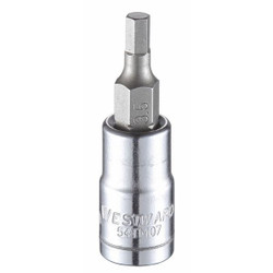 Westward Socket Bit, Steel, 1/4 in, TpSz 3.5 mm 54TM07