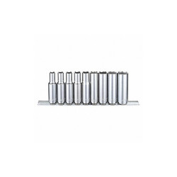 Westward Socket Set,Chrome,1/4in to 5/8in,6 Point 53PN39