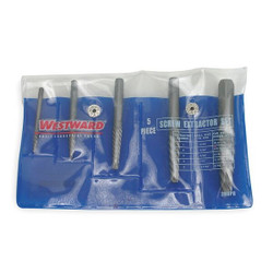 Westward Screw Extractor Set,5pc,HCS,Pouch  2RUP8