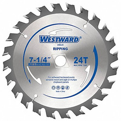 Westward Circular Saw Blade,7 1/4 in Blade 24EL55