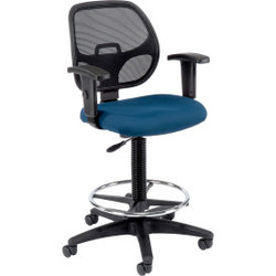 Interion Drafting Stool - Fabric - Blue