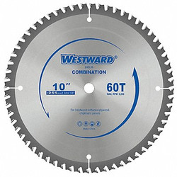 Westward Circular Saw Blade,10 in Blade,60 Teeth 24EL99
