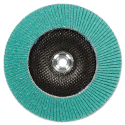 Flap Disc 577F, 4 in dia, 80 Grit,  5/8 in Arbor, 13300 rpm, Type 29