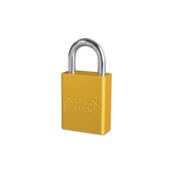 Solid Aluminum Padlock, 1/4 in Diameter, 1 in L x 3/4 in W, Yellow