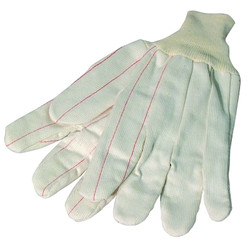 Cotton/Polyester Corded Double-Palm with Nap-In Finish Gloves, Knit Wrist, Natural, Large