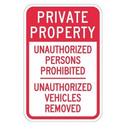 Lyle Rflctv No Trespassing Sign,18x12in,Alum T1-4072-DG_12x18