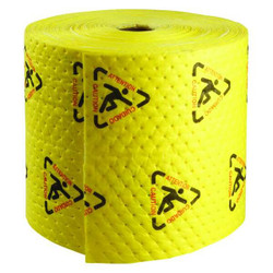 Brady Absorbent Roll,Chem/Hazmat,YLW,150ft L CH15P