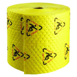 Brady Spc Absorbents Absorbent Roll,Chem/Hazmat,YLW,150ft L CH15P