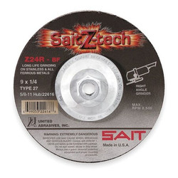 United Abrasives/Sait Depressed Center Wheel,T27,5x1/4x7/8,ZA  22602