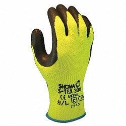 Showa Coated Gloves,Black/Yellow,L,PR S-TEX300L-09