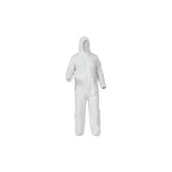 KleenGuard A35 Economy Liquid & Particle Protection Coveralls, Zipper Front/Elastic Wrists/Ankles/Hood, White, 3XL