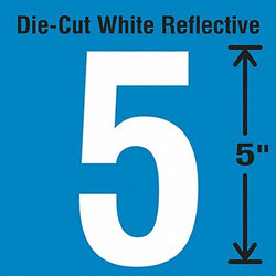 Stranco Die-Cut Reflective Number Label, 5,PK5 DWR-5-5-5