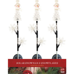 Alpine 34 In. LED Solar Snowman & Snowflake Holiday Garden Stake Pack of 12