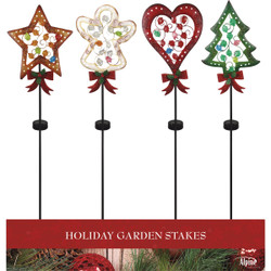 Alpine 36 In. LED Solar Classic Christmas Icons Holiday Garden Stake Pack of 12