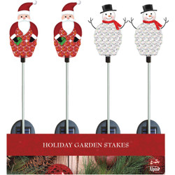 Alpine 37 In. LED Solar Crystal Snowman/Santa Holiday Garden Stake Pack of 20