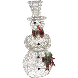 Alpine 36 In. Warm White LED Gold Mesh Snowman Lighted Decoration CIM220HH-L