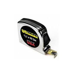 Us Tape Tape Measure,1/2Inx10 ft,Chrome,In/Ft/mm 56735